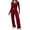 Wine, variant on OIOLOYJM Two Piece Sets for Women Flowy Dressy Lounge Set Fashion Long Sleeve Cropped Tops Wide Leg Drawstring Pants Casual Outfits Spring Summer Vacation Travel Tracksuit Pink S