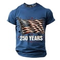thumbnail image 3 of 250 Anniversary USA Shirt For Men American Falg Print Short Sleeve Patriotic July 4th T-Shirts Loose Crew Neck Basic Work Tee Vacation Clothes Army Blue S, 3 of 3