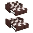 Aukfa 53.5" Convertible Loveseat Sleeper, Pull Out Sofa Bed, Teddy, Brown/White