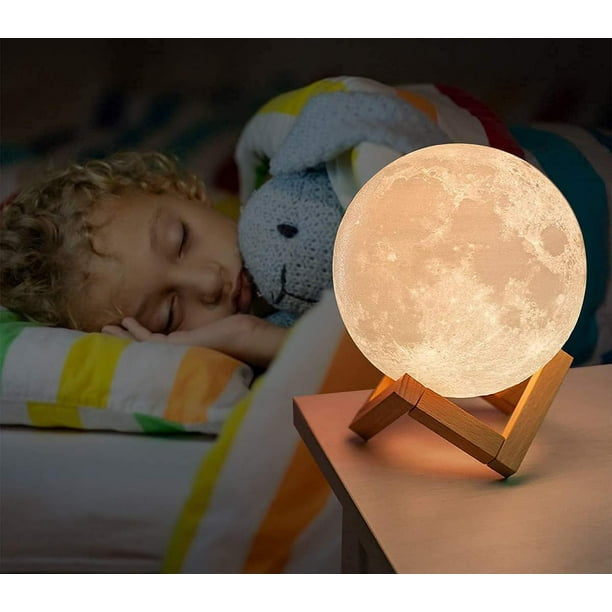 ACED Lampe lune 3D Lampe de lune 2023 Mise à niveau 16 Couleur Avec support  en bois/Distant/Contrôle tactile Cadeaux pour les filles Femmes Petite amie  Garçon Diamètre : : Luminaires et Éclairage