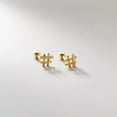 thumbnail image 4 of K-KED 925 Sterling Silver Plain Crystal # Mark Stud Earrings Simple Studs-Gold, 4 of 6