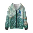 thumbnail image 4 of Pzuqiu Peacock Hoodies for Girls Lightness Stretchy Zip Up Sweatshirts for Kids 8-10 Warm Soft Kids Hoodies with Pocket Sweatshirts Long Sleeve Versatile for Fall Winter, 4 of 7