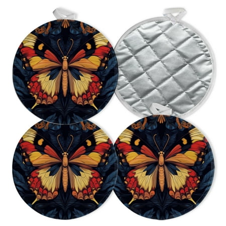 

4 PCS Pot Holders for Kitchen Potholders Sets with Hook for Oven Cooking Baking Butterfly Against Dark Background