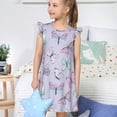 thumbnail image 4 of Balery Purple Butterfly Camisón de princesa para niñas, pijama de algodón con mangas abullonadas, suave y bonito.-Medium, 4 of 6