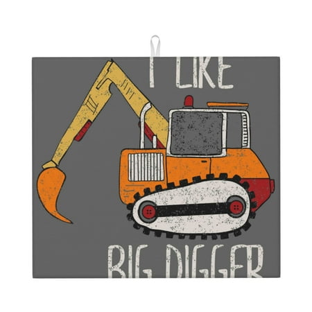 

Vsdgher I Like Big Digger Print Dish Drying Mat Kitchen Counter Mat Dish Drying Pad for Dishes Utensils Pots and Pans 16 x 18