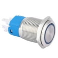 thumbnail image 2 of Interruptor de botón de metal 1NO 1NC con reinicio automático de luz LED de 16 mm para modificación de automóvil (luz azul 12 V) VoborMX herramienta, 2 of 8