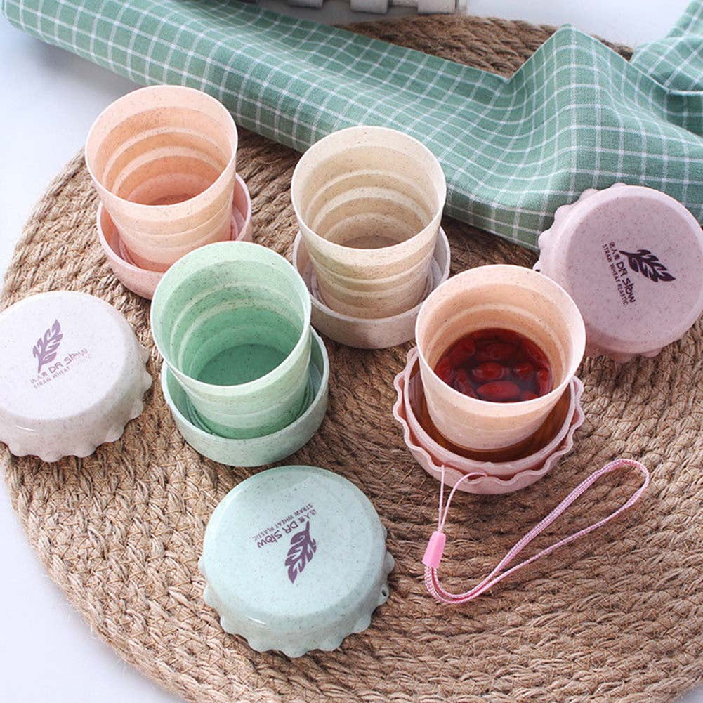 130ml Travel Portable Wheat Straw Collapsible Water Cup Drinking Mug Exquisite 