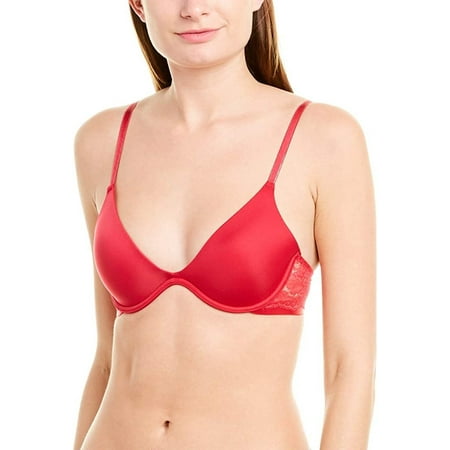

QUIETTCEX Womens Beautifully Basic Lace Back Plunge Bra Cerise 32C