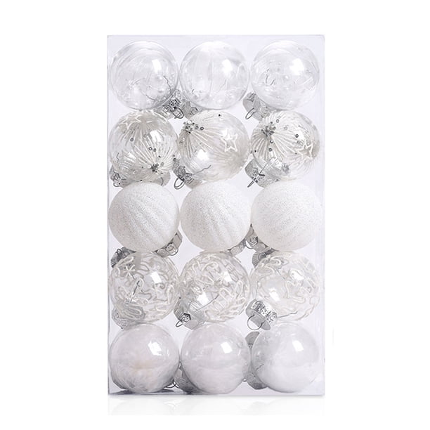 Juego de adornos navideños de 60 mm/2,36 pulgadas, 30 piezas de adornos navideños transparentes, bolas decorativas inastillables para decoraciones de adornos de árbol de Navidad, bolas de cristal
