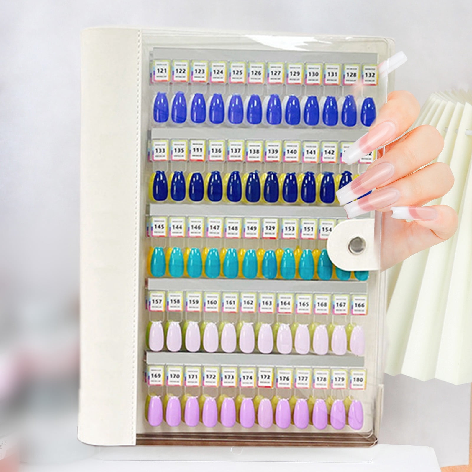 Nail Swatches Book - 120/180/240 Blank Nail Color Display Organizer with Transparent Nails & Separable Tips for Nail Salon, Manicurists & DIY Nail Art