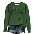 thumbnail image 4 of Women's Casual Crew Neck Graphic Sweatshirts Love Heart Print Long Sleeve Cute Tops Teens Girls Casual Spring T Shirts(Green,L), 4 of 5