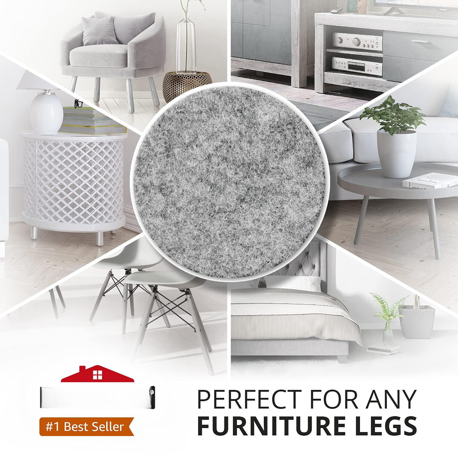 Felt Furniture Pads  - 48 Floor Protector Chair Felts For Feet Wood Floors Hardwood Protect Your Hard Floors! (grey)