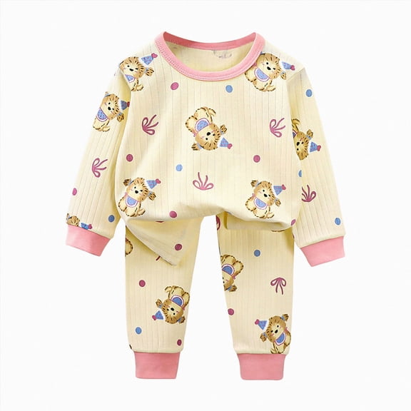 Gerichy Toddlers Baby Boys Girls' 2-Piece Snug-Fit Cotton Pajama Set Homewear 6 9 12 18 24 Months 2T 3T Loungewear Long Sleeve Pjs