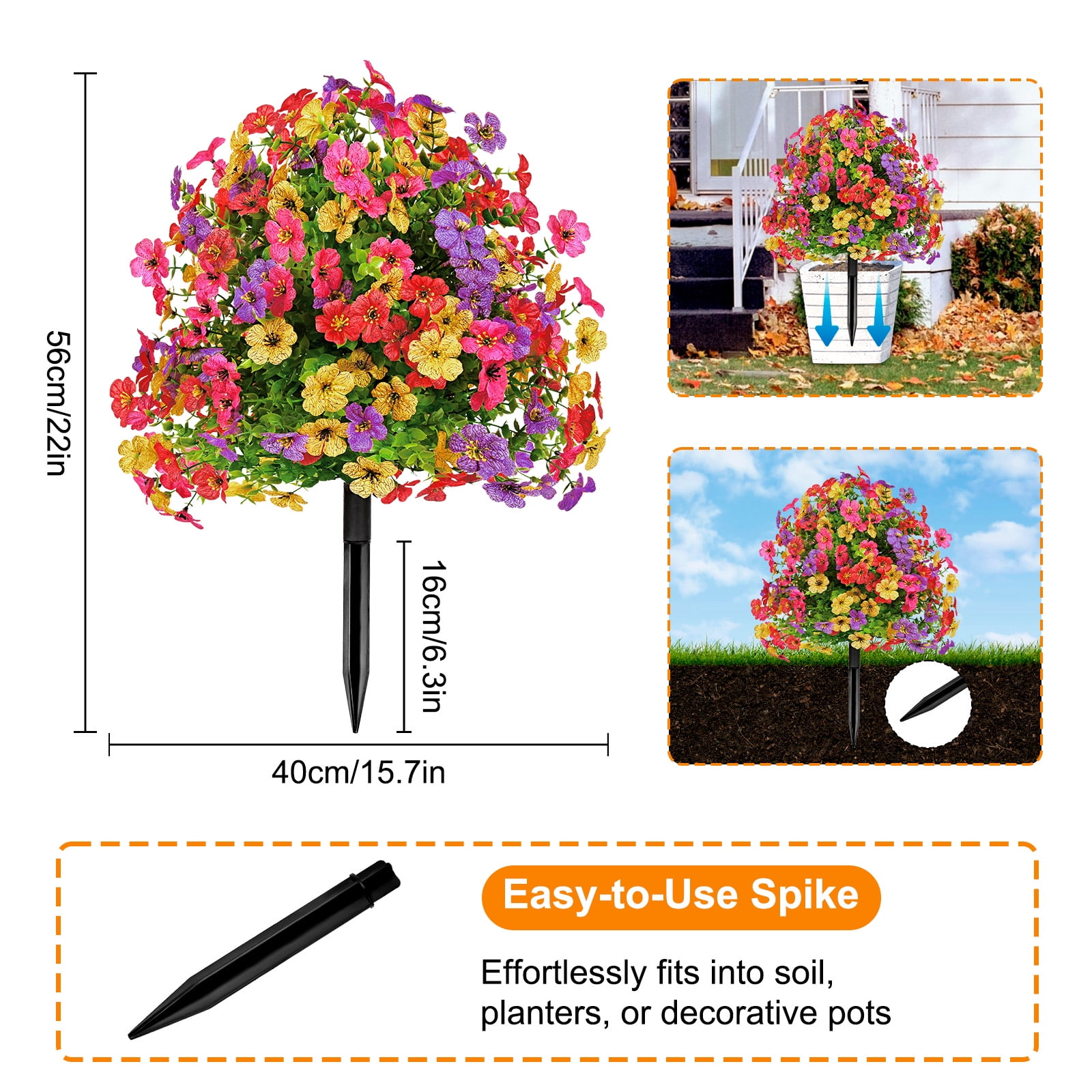 Waipfaru Outdoor Artificial Flower Decorations,22inch Fake Daisies Shrub with Eucalyptus Leaves,UV Resistant Artificial Plant for Indoor Outdoor Front Porch Gardens