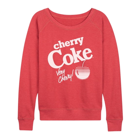 Coca-Cola - Very Cherry Lightweight French Terry Wide Neck Long Sleeve Graphic Shirt