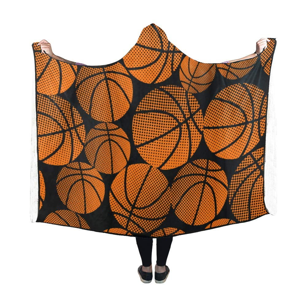 ASHLEIGH Basketball Halftone Hooded Blanket Fashion Pilling Polar