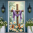 thumbnail image 6 of Purple Drape Easter Banner White Lily Cross Backdrop Brown Wooden Cross Cute Bunny Religious Backdrop for Easter Celebration Church Event Resurrection Sunday, 6 of 9