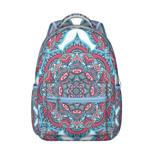 Sacred Symbolic Mandala Students Backpack Fashion Backpack with Vintage Traditional Mandala and Abstract Ornamental Pattern, Comfortable and Durable for School