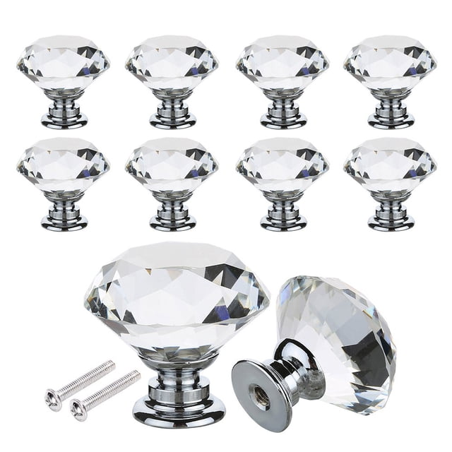 12 pomos de cristal para armario, tiradores de cristal para cocina, armario, tocador, puerta de cajón, armario de baño, pomos de cristal de 30 mm para armario Fokelyi HZ-013
