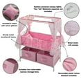 thumbnail image 3 of Starlights Metal Doll Crib with Canopy, Bedding, Storage and LED Lights - Pink/White/Stars, 3 of 8