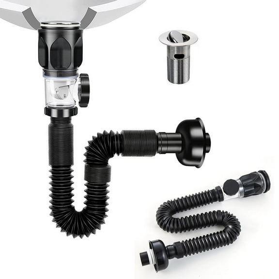 GBAYXJ Drain Pipe Kit Bathroom Drain Kit With Flexible Expandable P Trap Flexible Drain For Bathroom And Kitchen For 1 1/4'' & 1 1/2'' Drain Hole