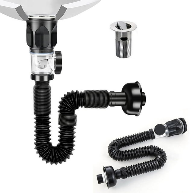 Flexible Expandable Bathroom P Trap 1 1/4 To 1 1/2 Sink Drain Adapter Included Flexible Sink Drain Pipe Bathroom Sink Drain Kit Drain Pipe Bathroom Sink Pipe Replacement Kit