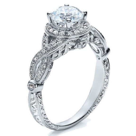 Pleasing Halo Diamond Engagement ring 1.00 Carat Round Cut Diamond on 10k White Gold 1.00 Carat Round Cut Diamond on 10k White G