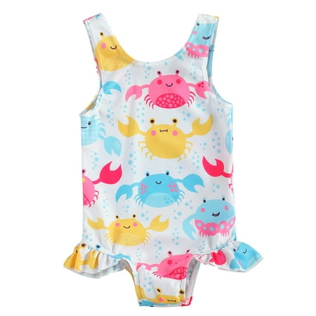 

Gupgi Infant Kids Baby Girl Sleeveless Cartoon Print Swimwear Suit