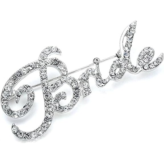 Zephyriana Rhinestone Crystal Bride Brooch Pin Dainty Bride Letter Wedding Lapel Pin Delicate Dress Bridal Accessories Jewelry-1