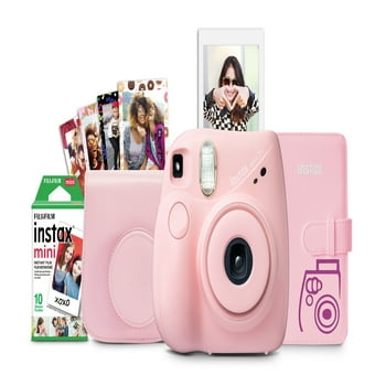Fujifilm INSTAX Mini 7+ Bundle (10-Pack Film, Album, Camera Case, Stickers), Light Pink
