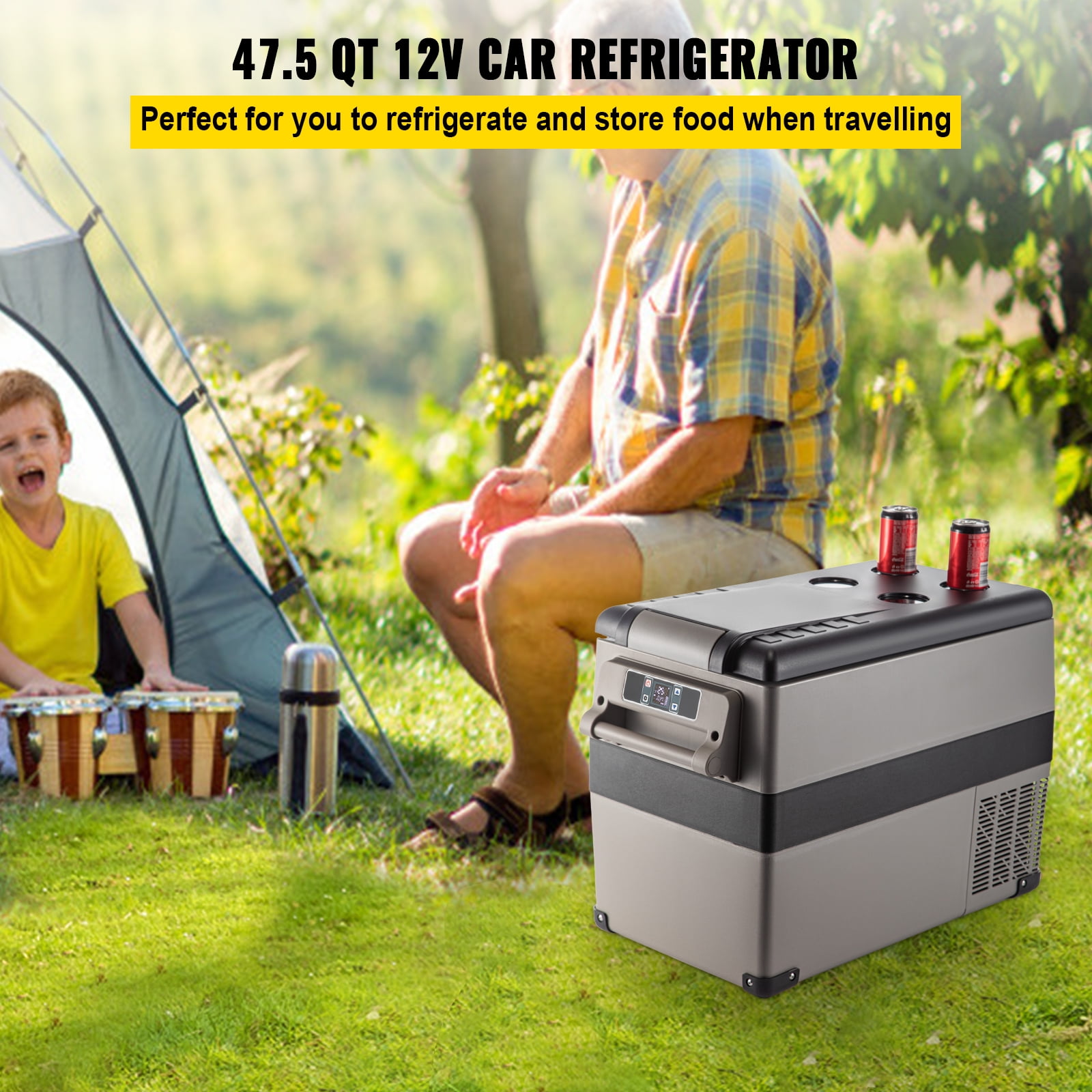 VEVOR 48 Quart(45L) Portable Refrigerator Electric Car Freezer Anti-Shake  Car Cooler Refrigerator Compact RV Fridge 12/24V DC 110-240V AC Vehicle 