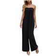 thumbnail image 1 of Pantalones de Pierna Ancha Casual Pecho Plisado Correa de Espalda Suelto para Primavera Verano, 1 of 9