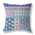 thumbnail image 6 of Flower Castle Patchwork Indoor/Outdoor Pillow in Blue Pink 26x26, 6 of 9
