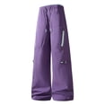 thumbnail image 5 of cllios Mens Cargo Pants with Zipper Pockets Loose Fit Wide Leg Trousers Drawstring Elastic Waist Outdoor Casual Lightweight Work Pants Purple M, 5 of 10