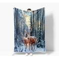 thumbnail image 3 of Winter Christmas Throw Blanket, Super Soft Warm Plush Blanket for Couch Bed Sofa Travel Camping, Winter Deer Snow Forest Holiday Decorative Comfort Cozy Throw Blanket 50 x 60 Inch, 3 of 5