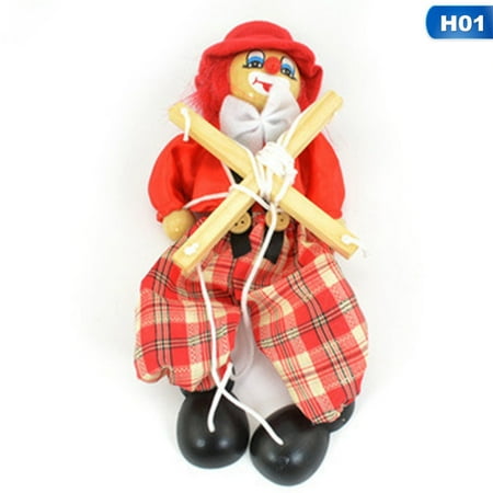 Vintage Marionette KABOER Funny Vintage Colorful Pull String Puppet Clown Wooden Marionette Handicraft Toys Joint Activity Doll Kids Children Gifts ()