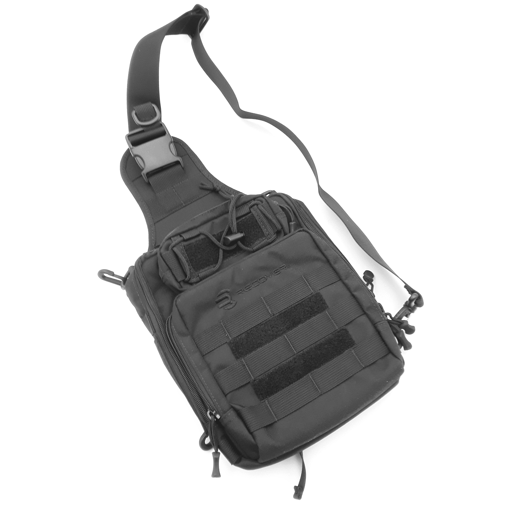 Recover Innovations EDC Bag Shoulder Sling Backpack w/ Molle-loop System, 3 Pockets, Black