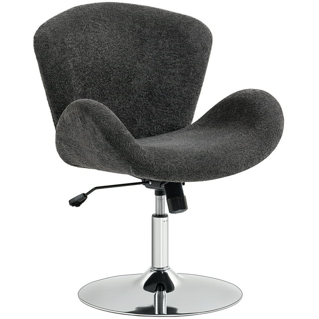 CoSoTower Swivel Office Chair, Velvet Desk Chair with Wide Bucket Seat, Butterfly Back, Tilt Function and Round Base, Dark Grey