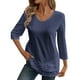 thumbnail image 3 of Manga larga blanca,Camiseta informal de cuello redondo y manga 3/4 para mujer, corte holgado, tejido fino y transpirable, cómoda para todo el día, sopatenor, 3 of 9