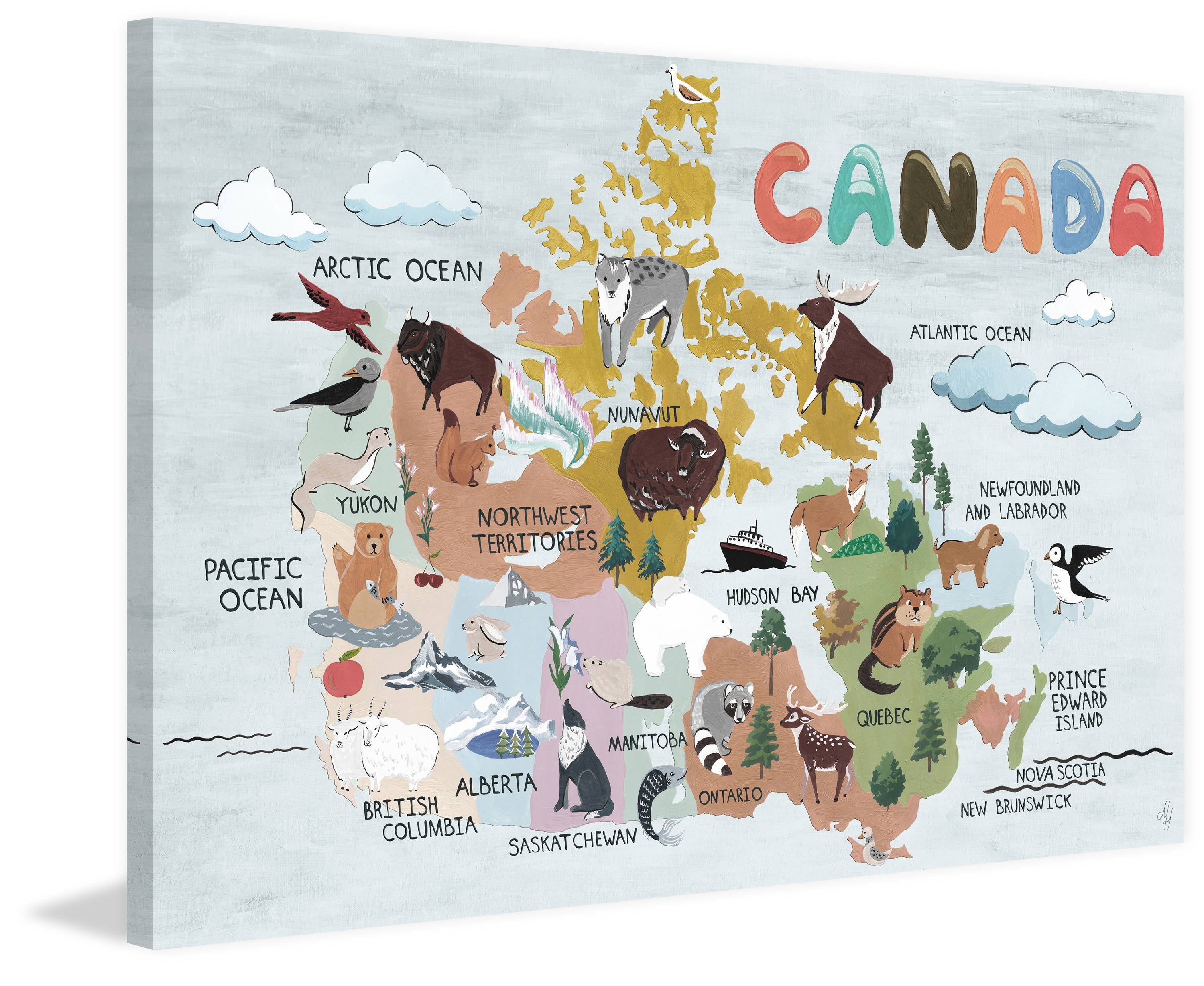 Marmont Hill Cloudy Canadian Map Canvas Wall Art