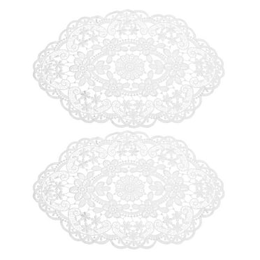 REGALWOVEN 2 Pack Retro Lace Placemat 12x18 inch Oval Embroidered Table Place Mats