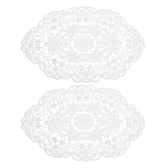REGALWOVEN 2 Pack Retro Lace Placemat 12x18 inch Oval Embroidered Table Place Mats