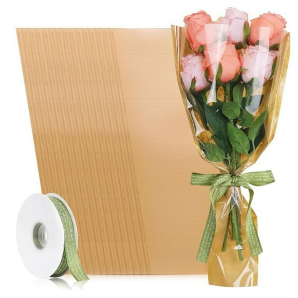 Bolsa Para Envolver Flores, 50 Fundas De Embalaje Florales Con Cinta Para Boda