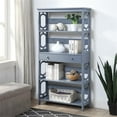 thumbnail image 3 of Pemberly Row Modern 5-Tier Bookcase with Drawer in Gray Wood, 3 of 7