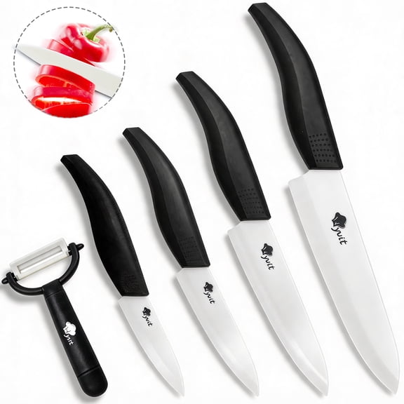 Akatsuki Ceramic Knife Set 9-Piece Kitchen Chef Paring Knives Set with Covers,3", 4", 5", 6" Vegetable Fruit Cooking Knife and a Peeler