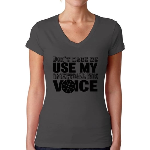 Awkward Styles Women's Don't Make Me Use My Basketball Mom Voice V-neck T-shirt Black Sport Mom