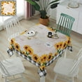thumbnail image 2 of Rectangle Tablecloth Waterproof for Kitchen Dining, Summer Sunflowers Retro Newpapers Black Plaid Polyester Wrinkle Textured Tablecloths, Indoor/Outdoor Decor Desktop Protectors Tablecloths, 60"x60", 2 of 5