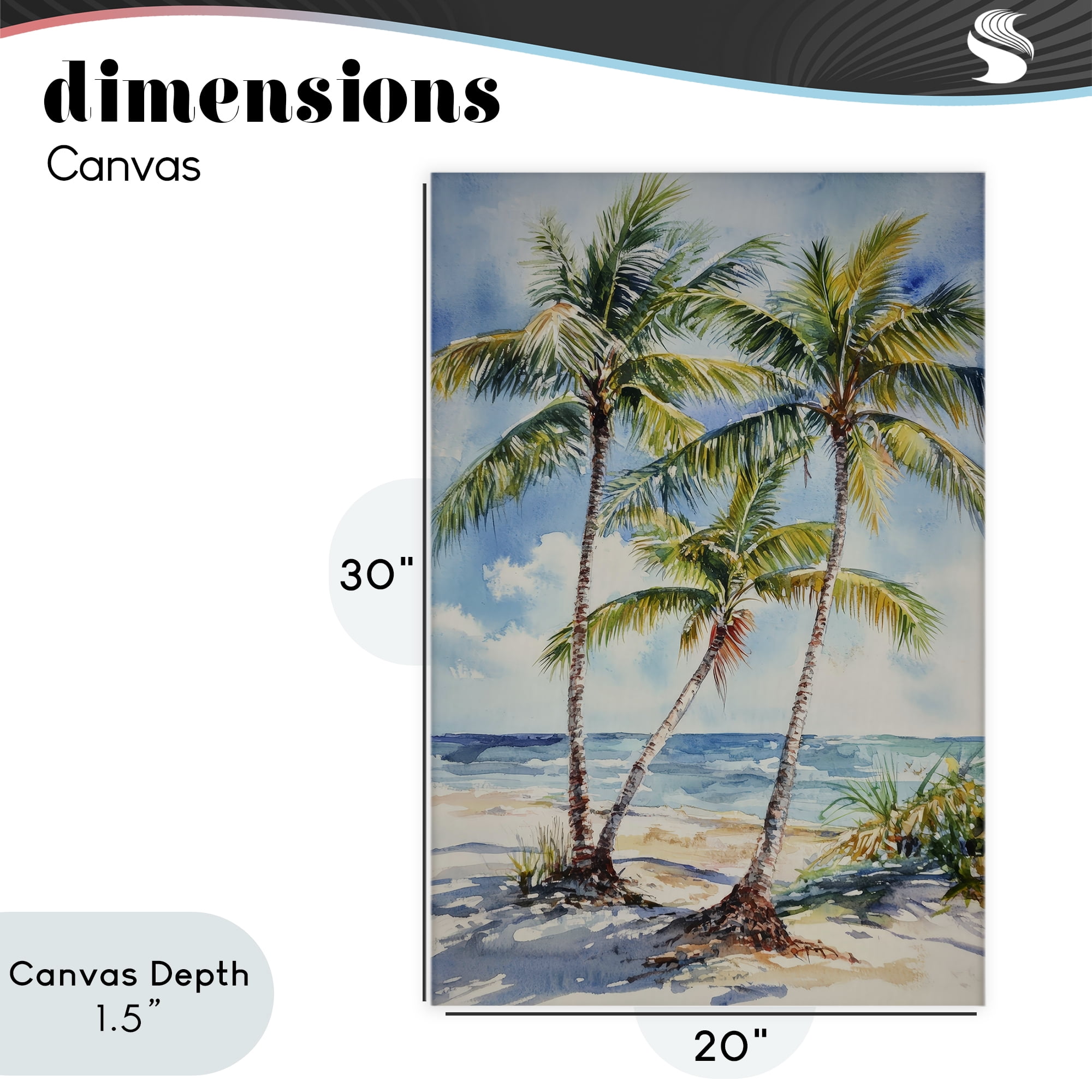 Stupell Industries Windy Palm Trees on Shore Canvas Wall Art, design by Petal Prints Design