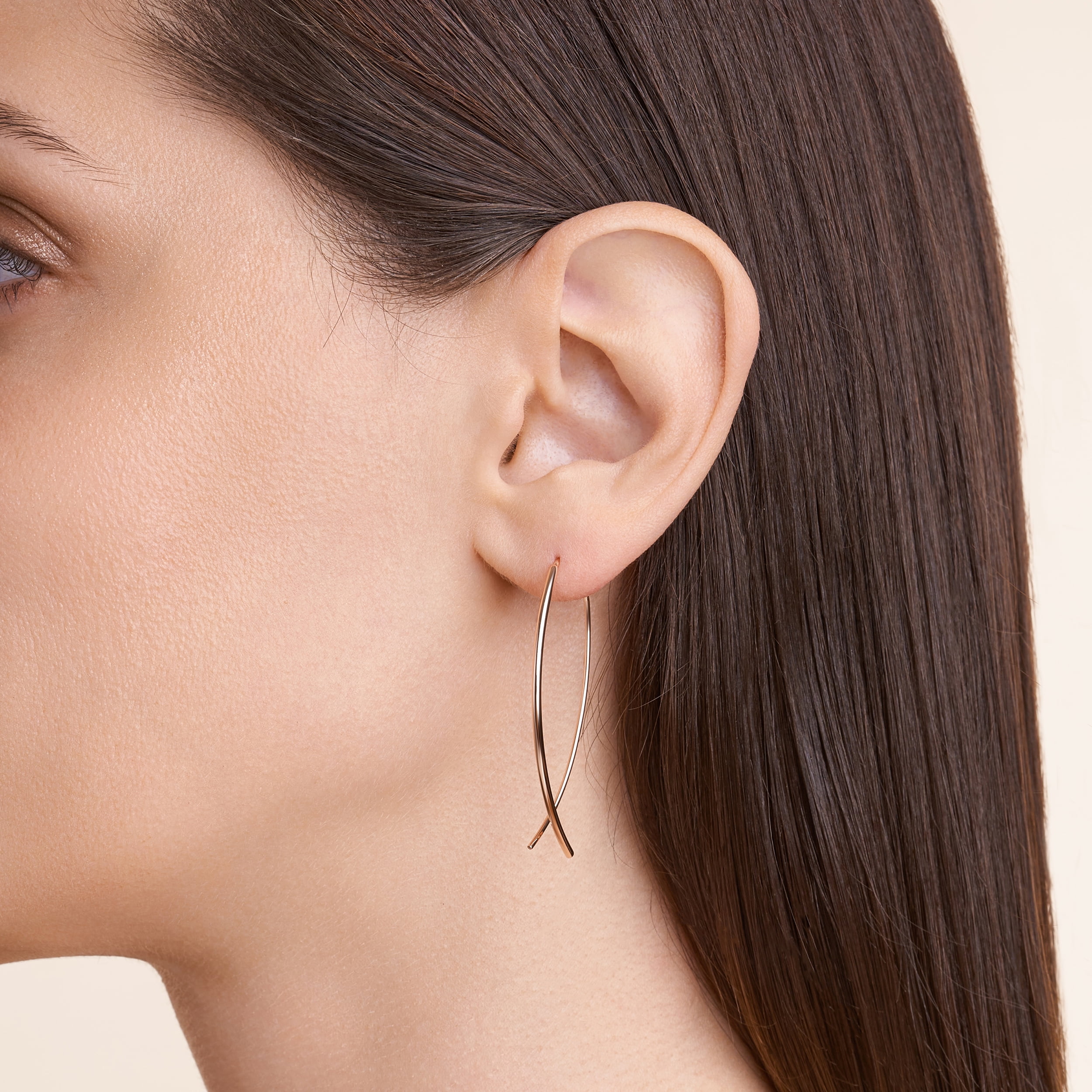 Forever Facets Sleek Threader Earrings in Rose Gold Over Sterling Silver, Adult Female