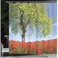 thumbnail image 4 of Ambesonne Tree Shower Curtain, Spring Scenery Flowers, 69"Wx70"L, Green Red Blue, 4 of 5
